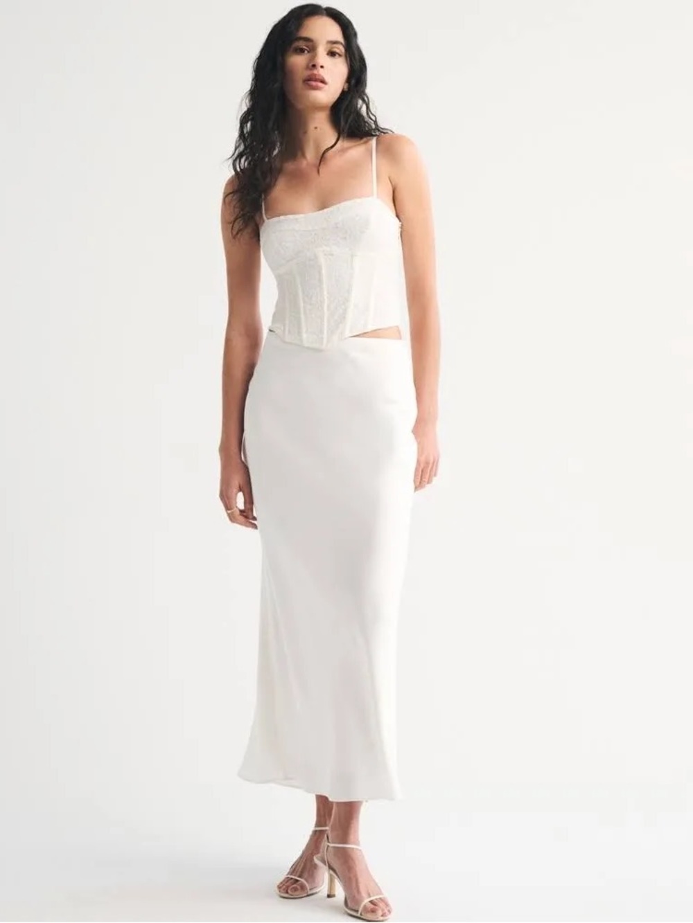 Abercrombie White Satin Slip Skirt